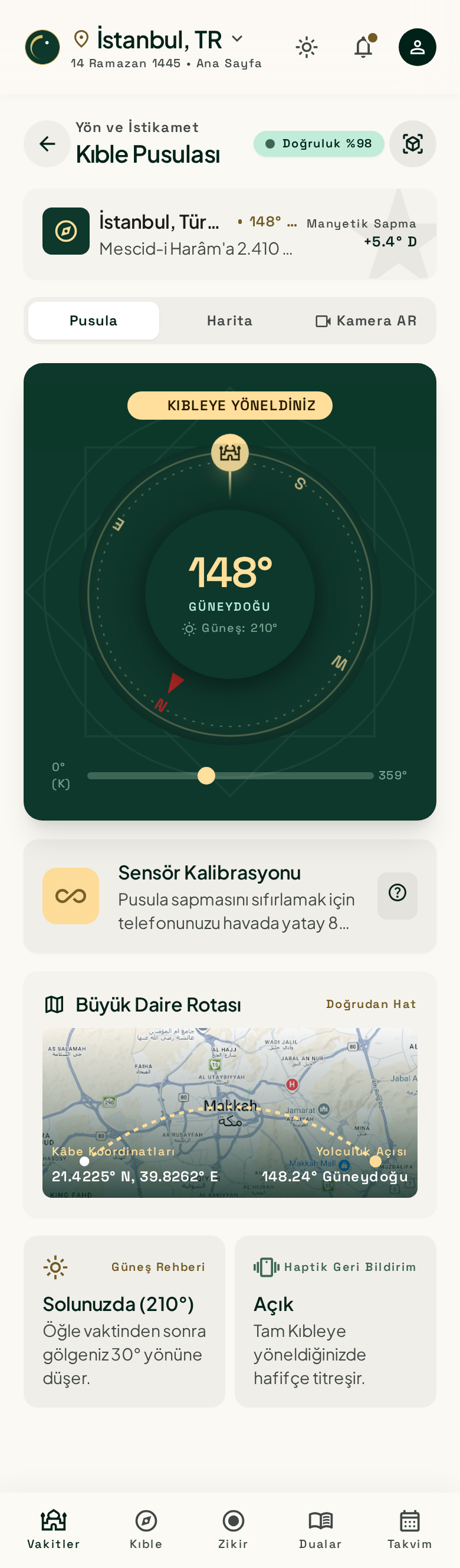 Namazla Kıble Bulucu Ekranı